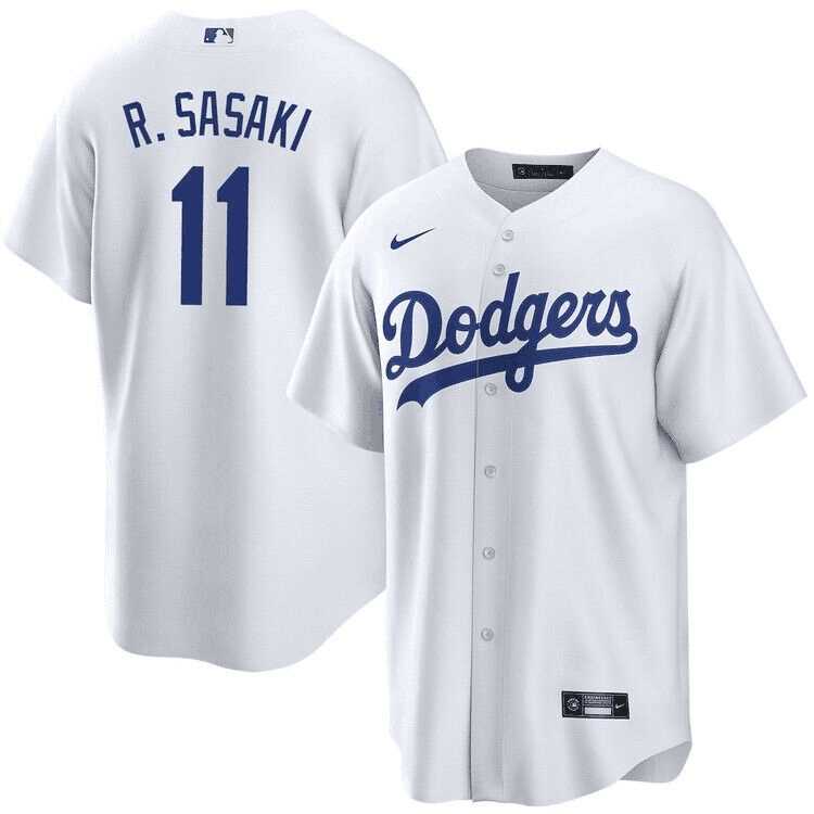 Mens Los Angeles Dodgers #11 Roki Sasaki White Cool Base Stitched Jersey Dzhi